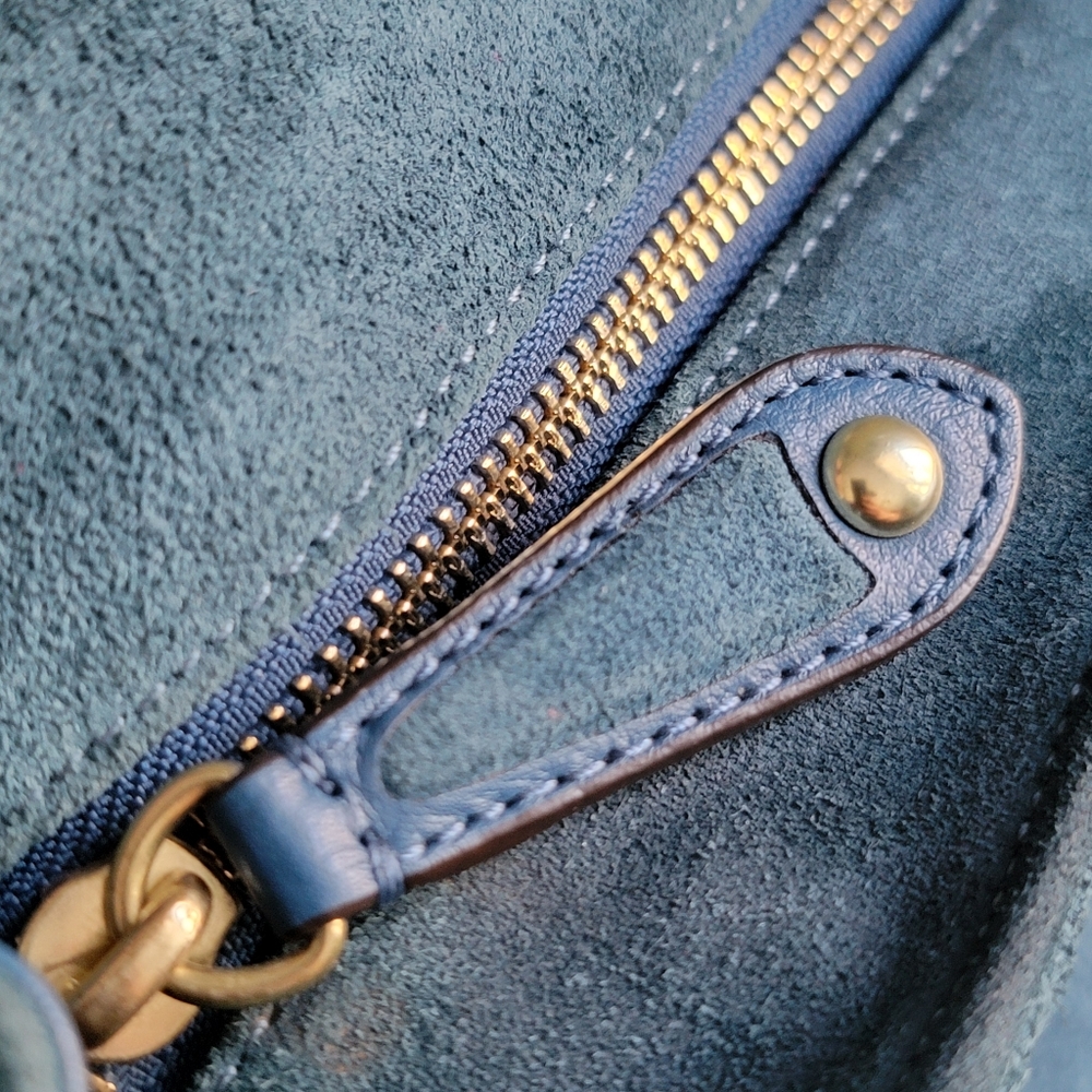 Coach F24689 Colette Tote Teal Blue Leather Suede Bag - Picture 12 of 15
